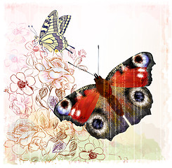 Image showing Butterflies and roses