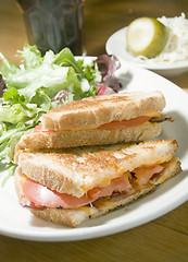 Image showing grilled cheese sandwich bacon tomato vinaigrette salad and cole 