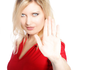 Image showing Woman making a cease and desist gesture