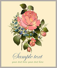 Image showing Greeting card with rose. Illustration  roses. 