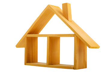 Image showing Isolated wooden house with one floor and a roof