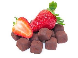 Image showing Ripe Berry Red Strawberry with Chocolates