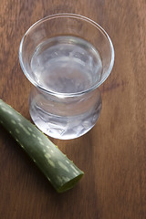 Image showing aloe vera juice with fresh leaves