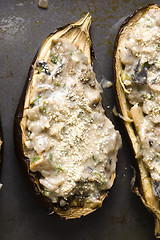 Image showing Baked stuffed eggplant