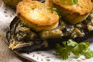 Image showing Baked stuffed eggplant