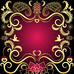 Image showing Purple-gold vintage valentine frame