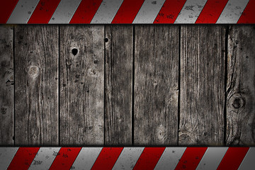 Image showing wooden background with warning bars