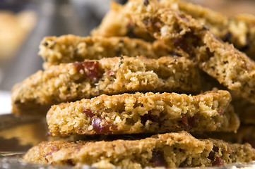 Image showing Freshly baked cranberry cookies