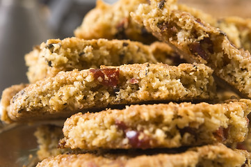 Image showing Freshly baked cranberry cookies