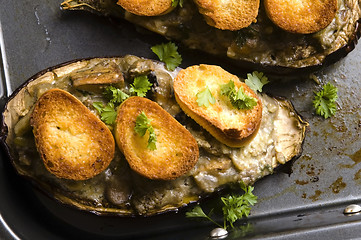 Image showing Baked stuffed eggplant