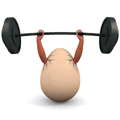 Image showing Egg holds a dumbbell.
