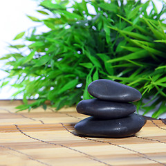 Image showing Massage stones in a spa