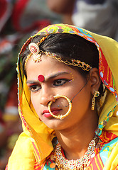 Image showing Portrait of Indian girl Pushkar camel fair