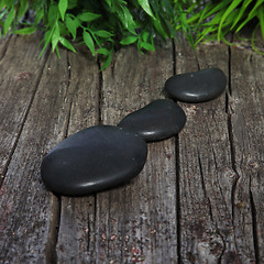 Image showing Smooth black basalt spa stones