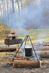 Image showing Kettle over campfire