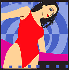 Image showing sexy woman on zigzag background raster