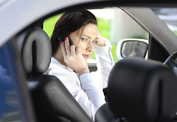 Image showing woman speaks by phone