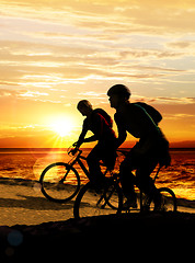 Image showing Couple on bicycles