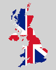 Image showing Map and flag of United Kingdom