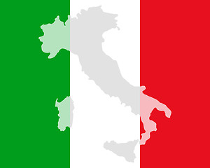 Image showing Map and flag of Italy