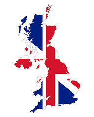 Image showing Map and flag of United Kingdom