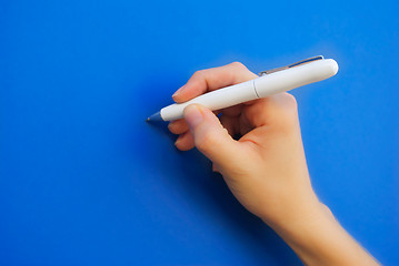 Image showing Hand writing with a pen 