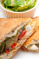 Image showing ciabatta panini sandwichwith vegetable and feta