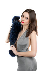 Image showing Pretty woman with fur