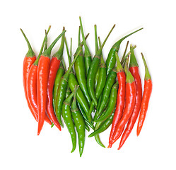 Image showing Heap Red and Green Chilli Hot Peppers