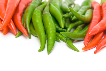 Image showing Heap Red and Green Chilli Hot Peppers