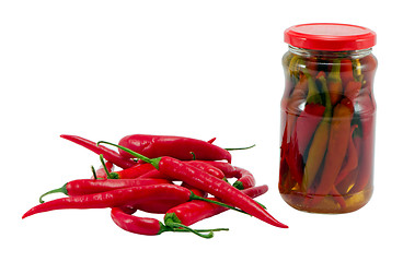 Image showing ecological hot chilli pepper canned glass jar 