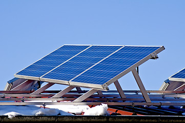 Image showing Solar panel in wintertime