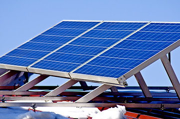 Image showing Solar panel in wintertime