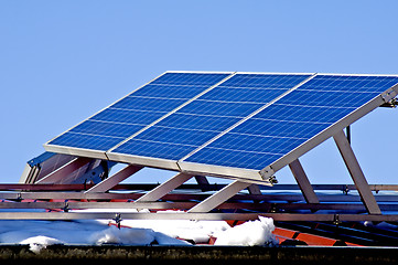 Image showing Solar panel in wintertime