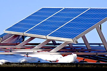 Image showing Solar panel in wintertime