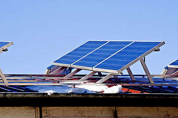 Image showing Solar panel in wintertime