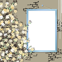 Image showing Empty frame with flowers