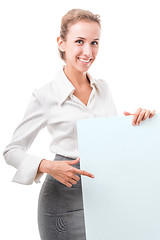 Image showing business woman with empty poster