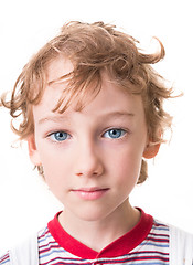 Image showing curly boy face in close-up