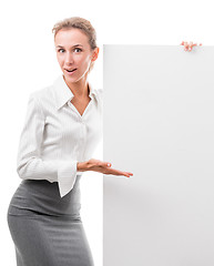 Image showing business woman with empty poster