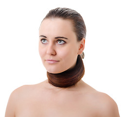 Image showing   hair wrapped neck