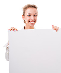 Image showing business woman with empty poster