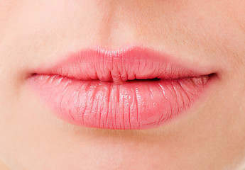 Image showing Women's lips are very close