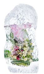 Image showing delicate bouquet of flowers in the ice