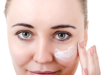 Image showing The use of cosmetics for skin care
