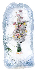 Image showing delicate bouquet of flowers in the ice