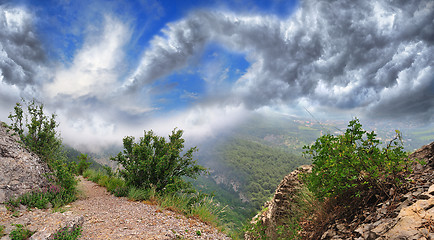 Image showing Fantastic view from the mountains to the valley