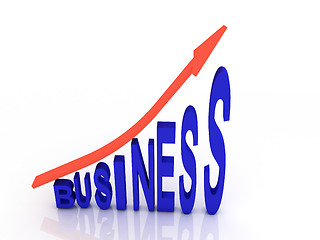 Image showing Arrow sign pointing up with business word 3d illustration 