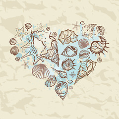 Image showing Heart of the shells. Hand drawn illustration