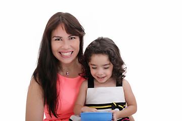 Image showing Happy portrait of beautiful young mother with little pretty daug